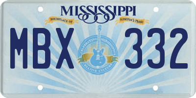 MS license plate MBX332