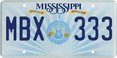 MS license plate MBX333