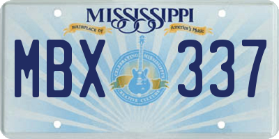MS license plate MBX337