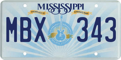 MS license plate MBX343