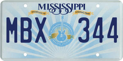 MS license plate MBX344