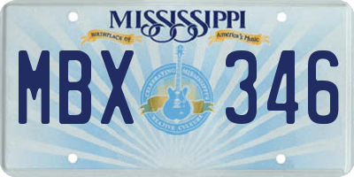 MS license plate MBX346