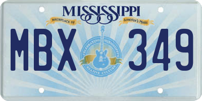 MS license plate MBX349