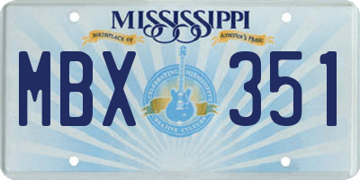 MS license plate MBX351