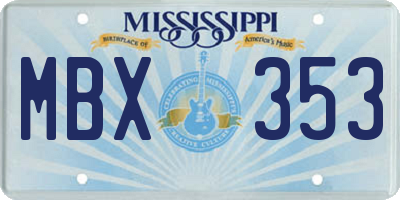 MS license plate MBX353