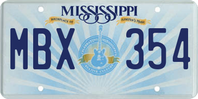 MS license plate MBX354