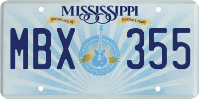 MS license plate MBX355