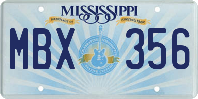 MS license plate MBX356