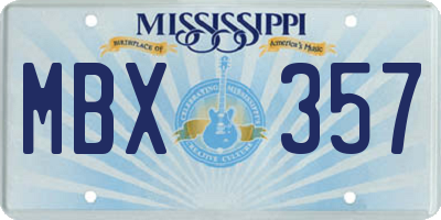 MS license plate MBX357