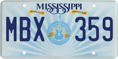 MS license plate MBX359
