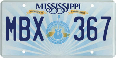 MS license plate MBX367