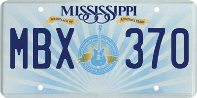 MS license plate MBX370