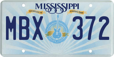 MS license plate MBX372
