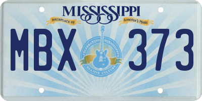 MS license plate MBX373