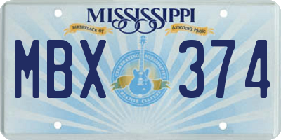 MS license plate MBX374