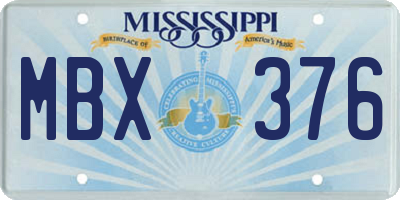 MS license plate MBX376
