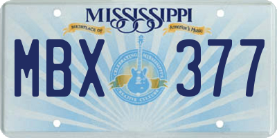 MS license plate MBX377