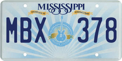 MS license plate MBX378