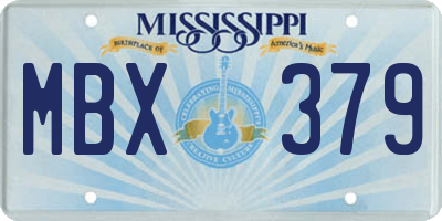 MS license plate MBX379