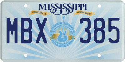 MS license plate MBX385