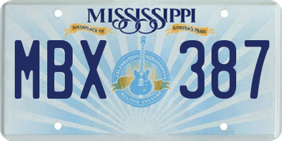 MS license plate MBX387