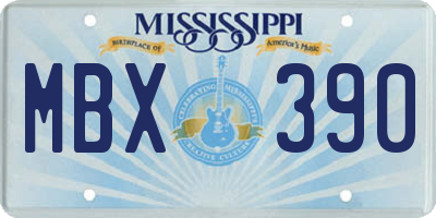 MS license plate MBX390
