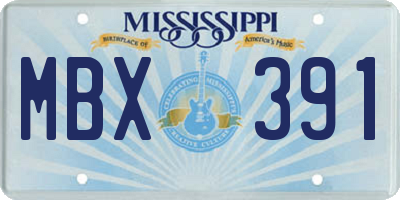 MS license plate MBX391