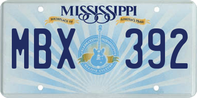 MS license plate MBX392