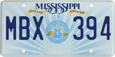 MS license plate MBX394