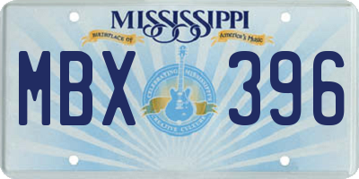 MS license plate MBX396
