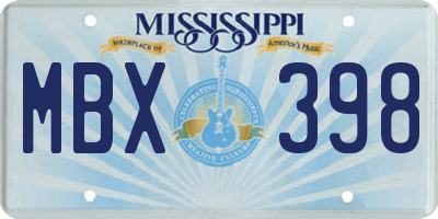 MS license plate MBX398