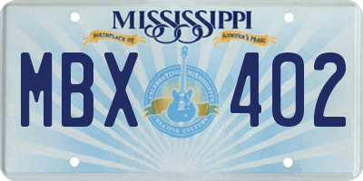 MS license plate MBX402