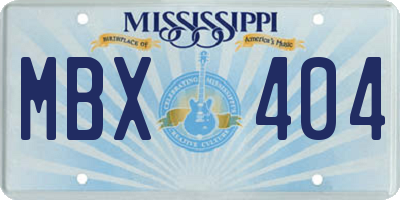 MS license plate MBX404