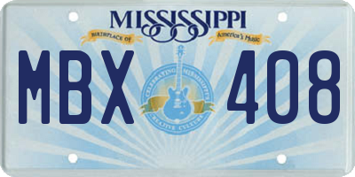 MS license plate MBX408
