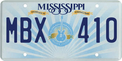 MS license plate MBX410