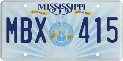 MS license plate MBX415