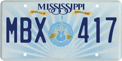 MS license plate MBX417
