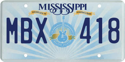 MS license plate MBX418