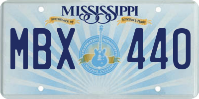 MS license plate MBX440