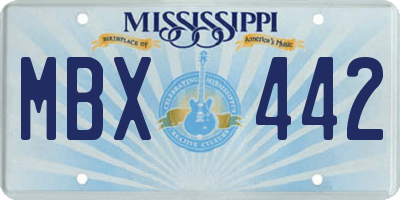MS license plate MBX442