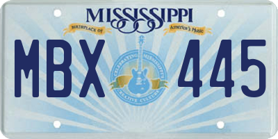 MS license plate MBX445