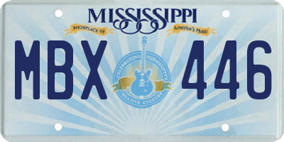 MS license plate MBX446
