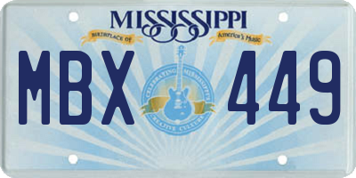 MS license plate MBX449