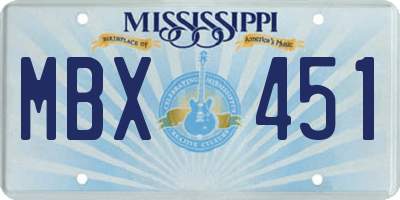 MS license plate MBX451
