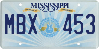 MS license plate MBX453