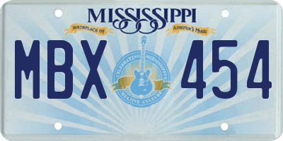 MS license plate MBX454