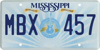 MS license plate MBX457