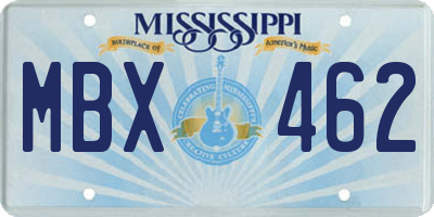MS license plate MBX462