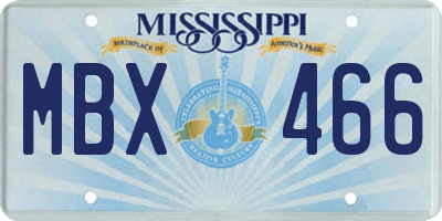 MS license plate MBX466