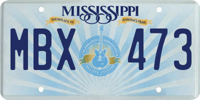 MS license plate MBX473